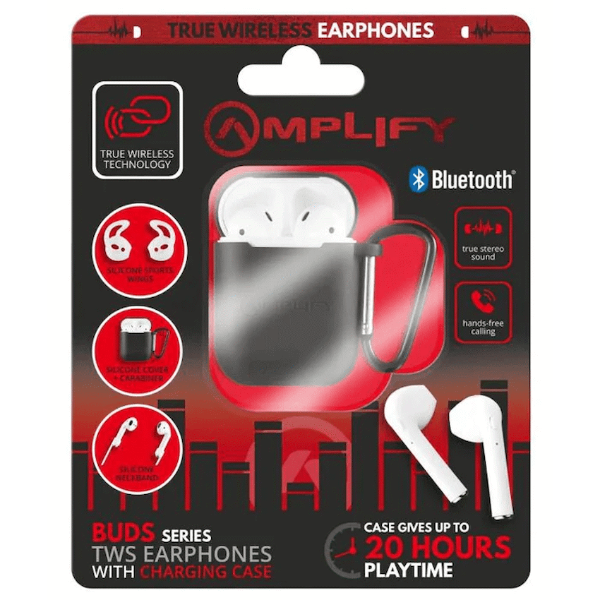 Amplify Buds Series True Wireless Earphones with Silicone Accessories - Black