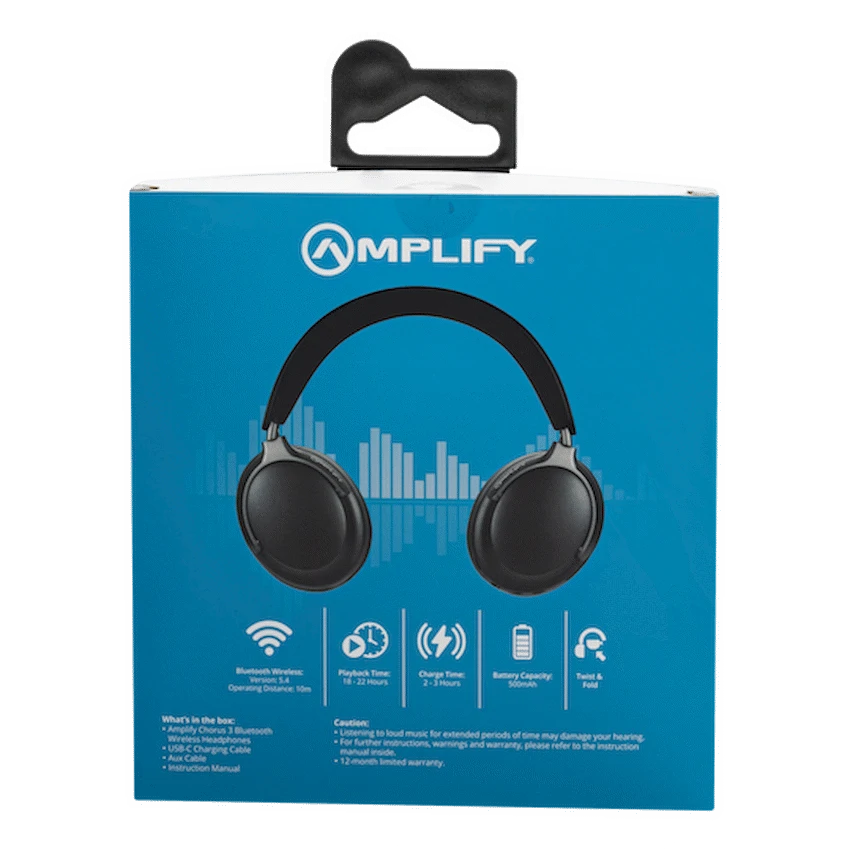 Amplify Chorus 3 Bluetooth Wireless Headphones - Black